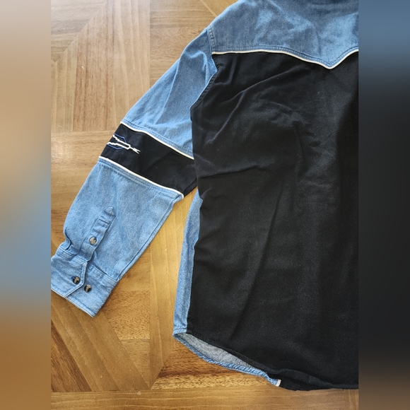 Express Riders Western Aztec Rodeo Tribal Black Blue Button Down Sz Large - Picture 13 of 13